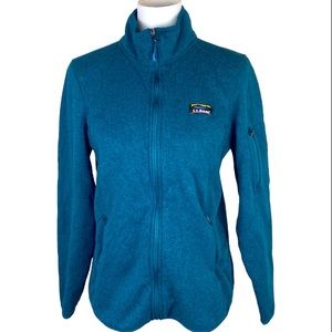 LL Bean Green Zip Up Sweater fleece Jacket Size L